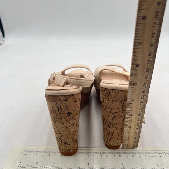 FOWT Apricot Peep Toe Slingback Platform Wedge High Heel Buckle Open Toe Sandals - Picture 5 of 8